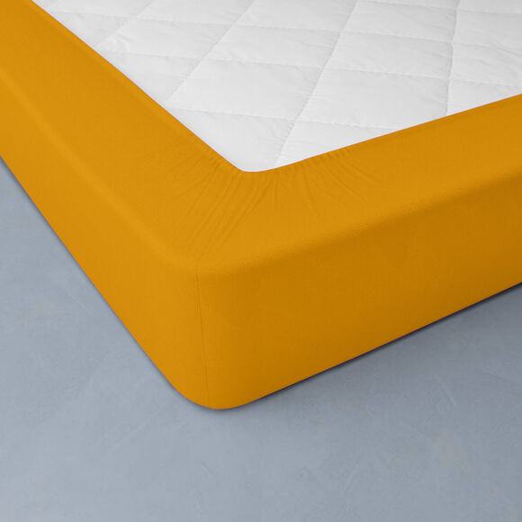 Drap-housse uni polyester - coton bonnet 32 cm (miel)