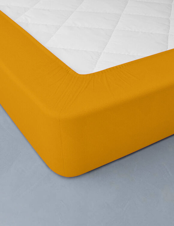 Drap-housse uni polyester - coton bonnet 32 cm (miel)