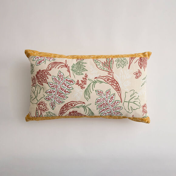 Coussin rectangulaire imprim&eacute; indien (jaune)