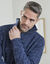Pull col camionneur côte anglaise 30% laine (bleu mouliné)