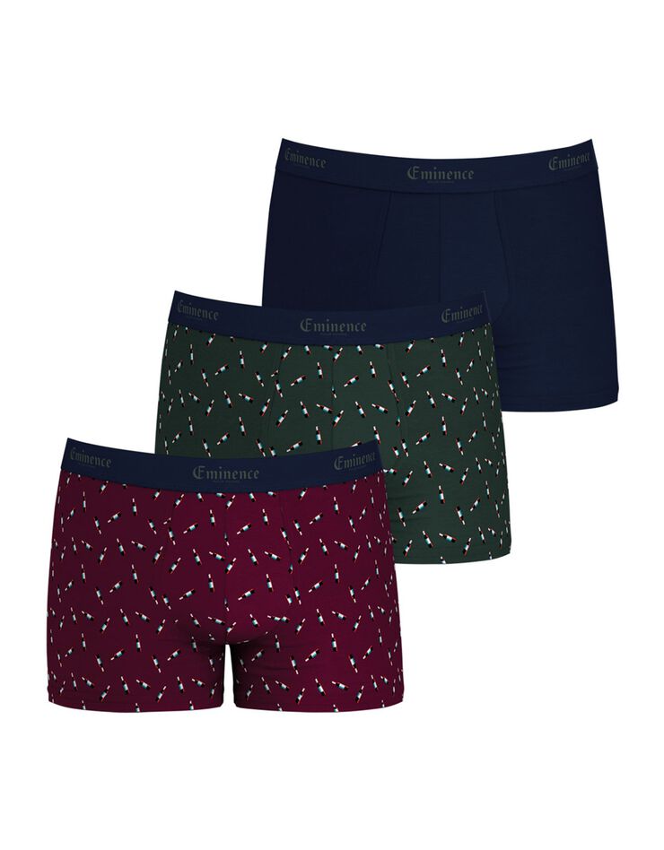 Boxer coton stretch - lot de 3 (vert + bordeaux + marine) Boxer coton stretch - lot de 3 (vert + bordeaux + marine)