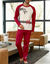 Pyjama pantalon motif bambou manches longues (écru / bordeaux)