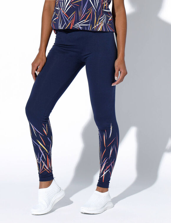 Legging base imprimée graphique (marine / multicolore)