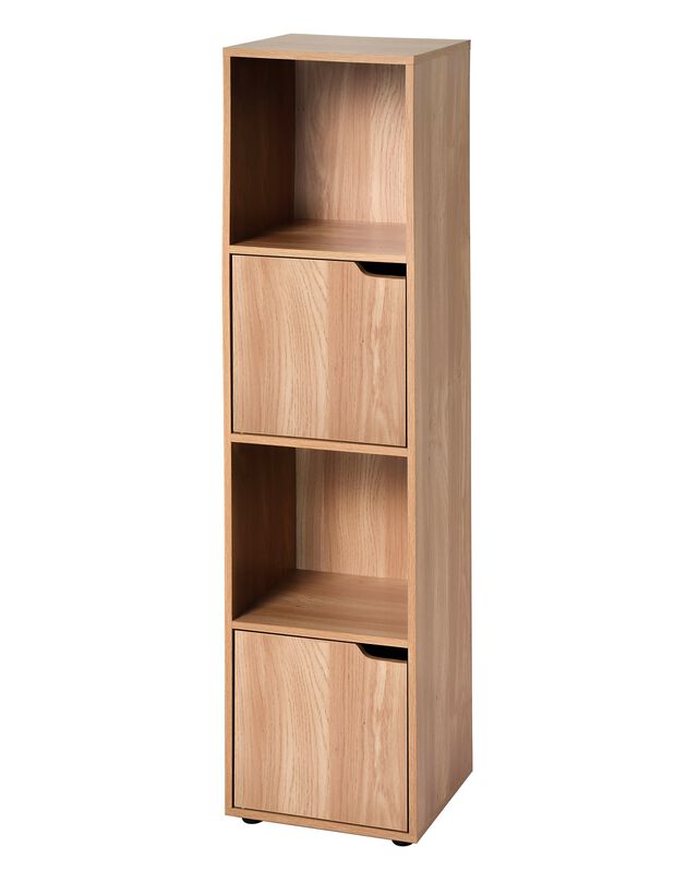Meuble de rangement STAVRA – 4 cases, 2 portes (naturel)