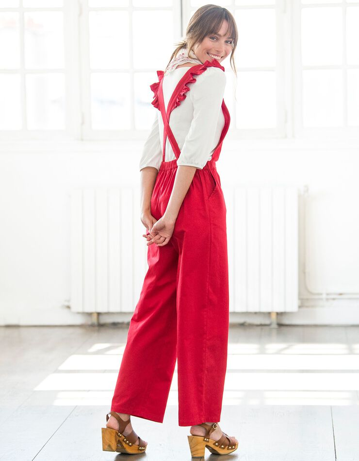 Salopette bretelles volantées (rouge)