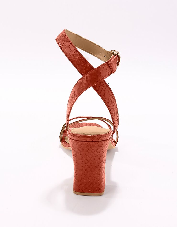 Sandales cuir texturé à bride (caramel) Sandales cuir texturé à bride (caramel)
