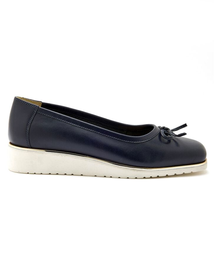 Ballerines en cuir à petit nœud, petit compensé (marine) Ballerines en cuir à petit nœud, petit compensé (marine)
