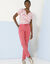 Pantalon fuselé fluide, lin-coton (rose)