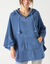 Poncho &agrave; capuche, maille polaire toucher peluche (bleu)