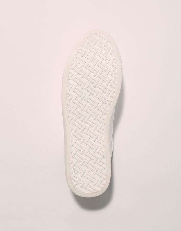 Tennis à lacets avec détail éclair doré - effet bimatière (blanc / beige)