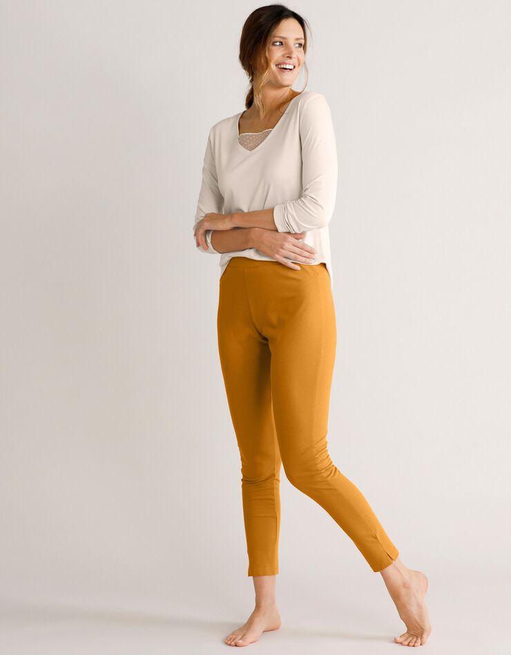 Pantalon fuselé uni taille élastiquée (ocre) Pantalon fuselé uni taille élastiquée (ocre)