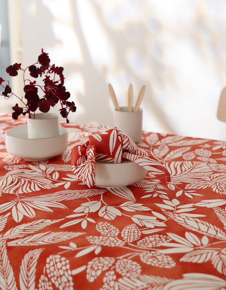 Nappe anti-taches imprimé végétal (terracotta)