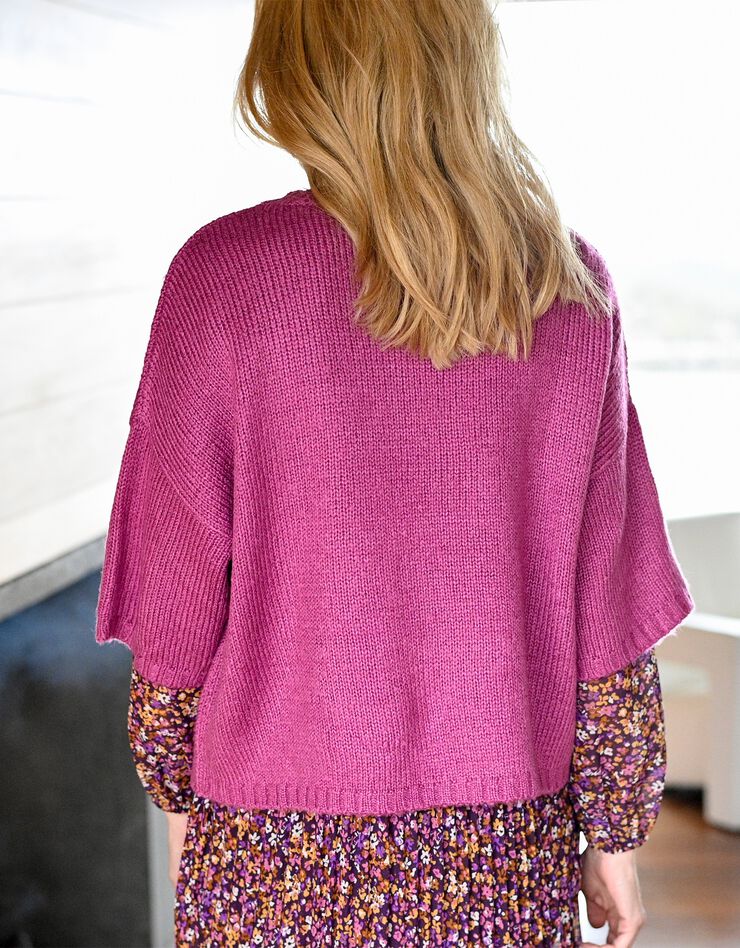 Pull boite manches courtes, toucher mohair (bois de rose) Pull boite manches courtes, toucher mohair (bois de rose)