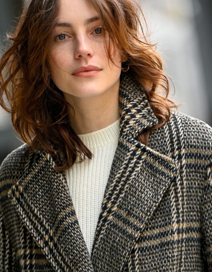 Manteau ample à carreaux (noir / beige) Manteau ample à carreaux (noir / beige)