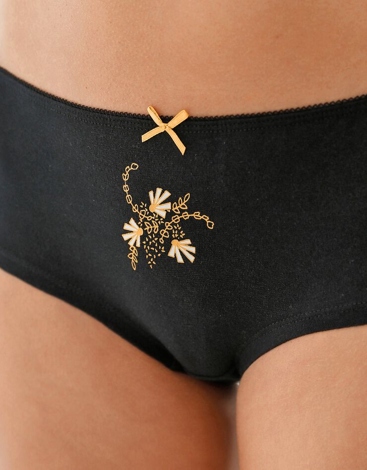 Shorty coton imprimé gamme "graphique" - lot de 4 (noir / miel) Shorty coton imprimé gamme "graphique" - lot de 4 (noir / miel)