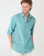 Chemise ray&eacute;e coton lin manches longues  (aqua / blanc)