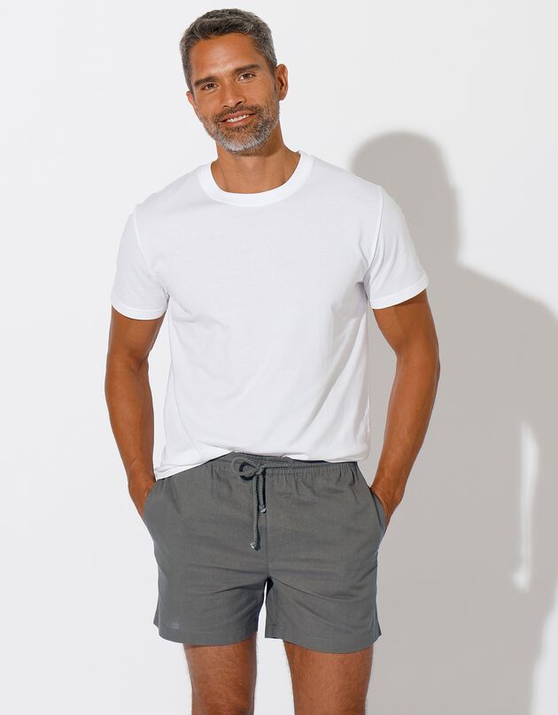 Short toile taille élastiquée (gris)