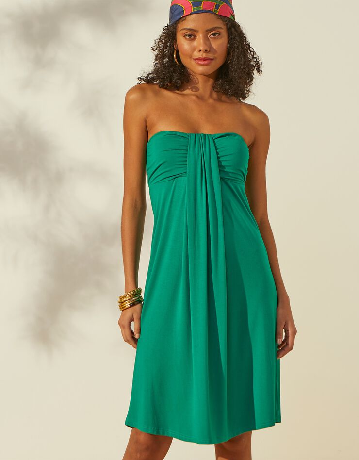 Robe bustier unie bretelles amovibles (vert) Robe bustier unie bretelles amovibles (vert)
