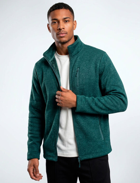 Veste polaire zipp&eacute;e int&eacute;rieur fourr&eacute; peluche (vert)