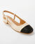 Escarpins bicolores forme slingback (beige / noir)