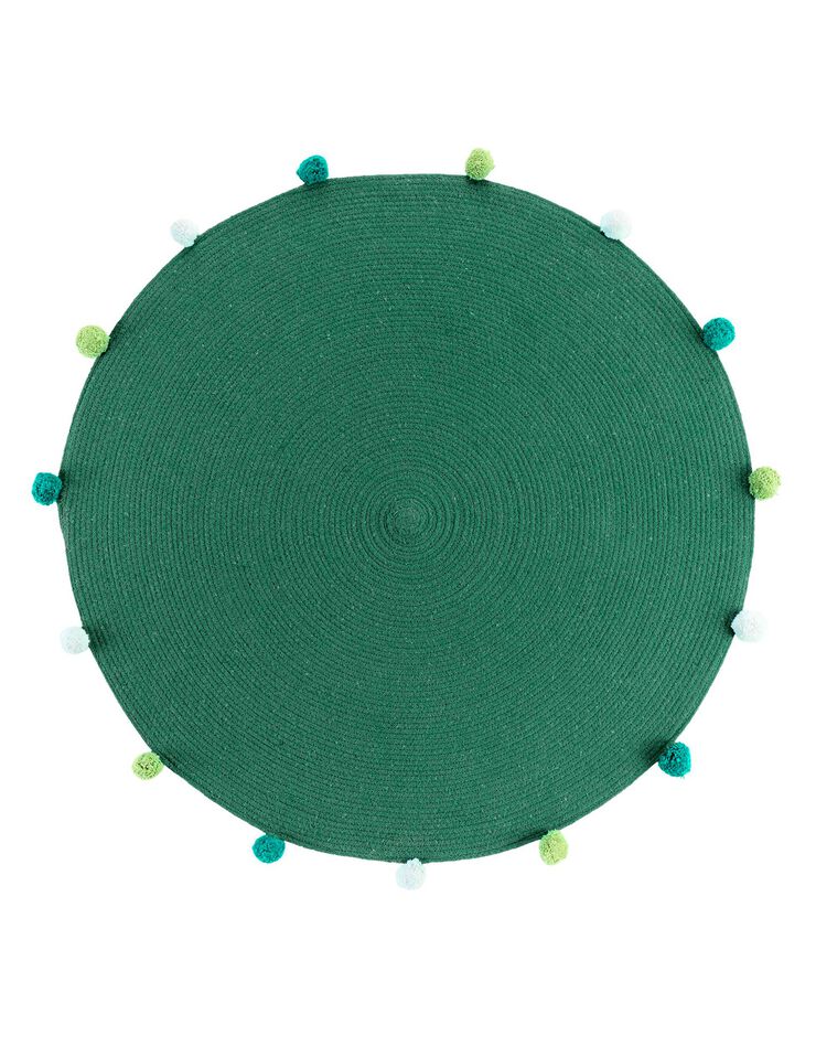 Tapis rond finition pompons vert (vert)