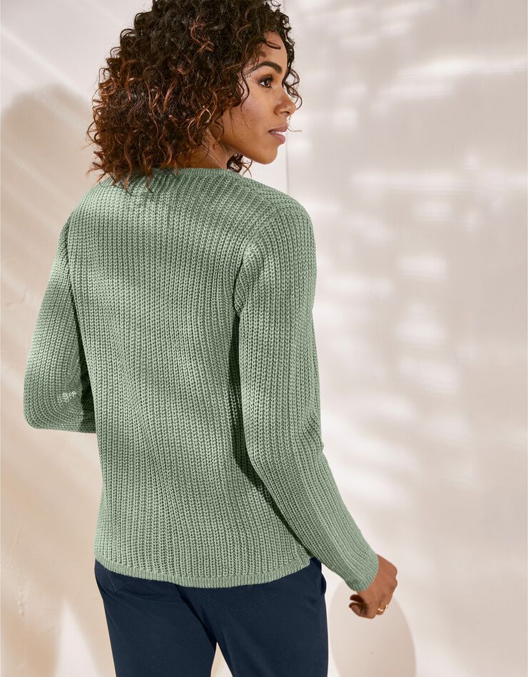 Gilet paletot fils dorés, maille anglaise toucher mohair (kaki) Gilet paletot fils dorés, maille anglaise toucher mohair (kaki)