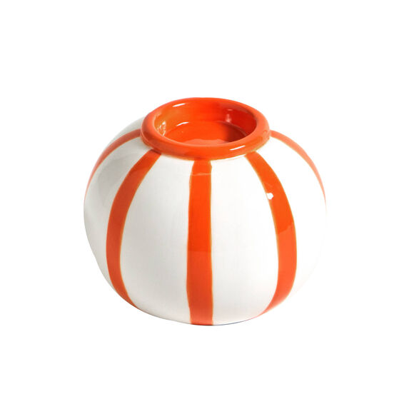 Bougeoir rond rayures orange (blanc/orange)