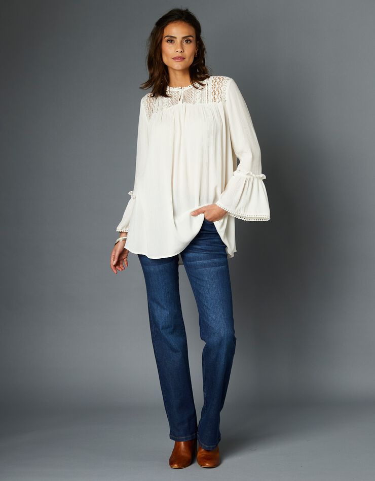 Blouse macramé manches longues (ivoire) Blouse macramé manches longues (ivoire)
