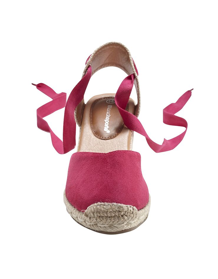 Sandales compensées corde avec liens à nouer (fuchsia) Sandales compensées corde avec liens à nouer (fuchsia)