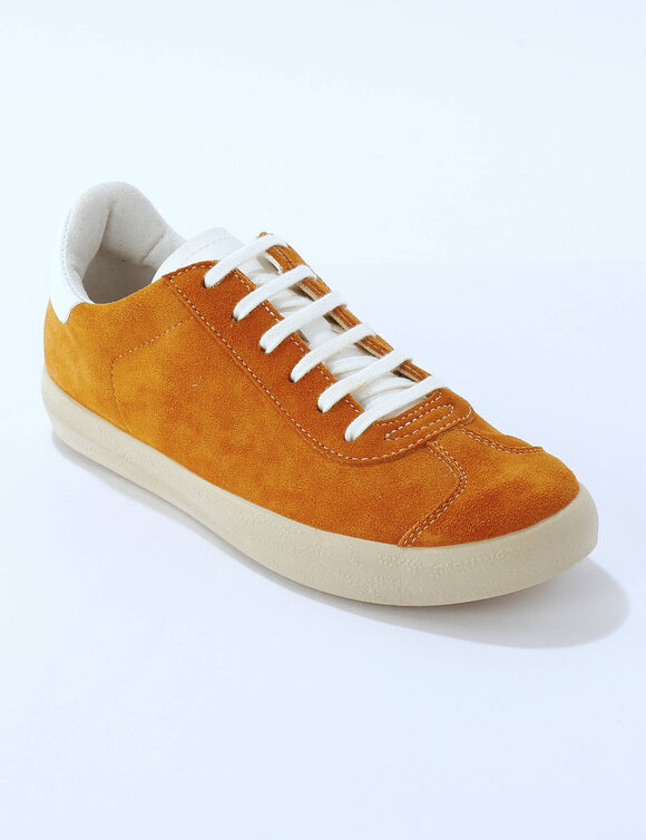 Baskets vintage croûte de cuir colorées (orange)