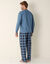 Pyjama coton carreaux manches longues (bleu grisé)