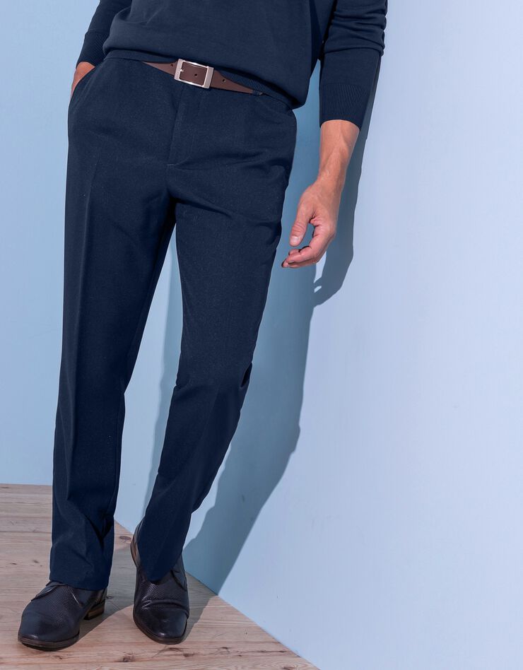 Pantalon taille élastiquée sans pinces - polyester (marine)