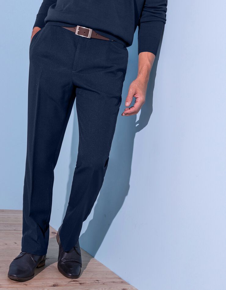 Pantalon taille élastiquée sans pinces - polyester (marine) Pantalon taille élastiquée sans pinces - polyester (marine)
