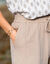 Pantalon large taille haute, gaze de coton (taupe clair)
