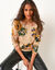 Pull imprim&eacute; fleurs (beige / bronze)