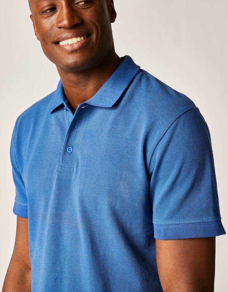 Polo uni maille piquée manches courtes (bleu) Polo uni maille piquée manches courtes (bleu)