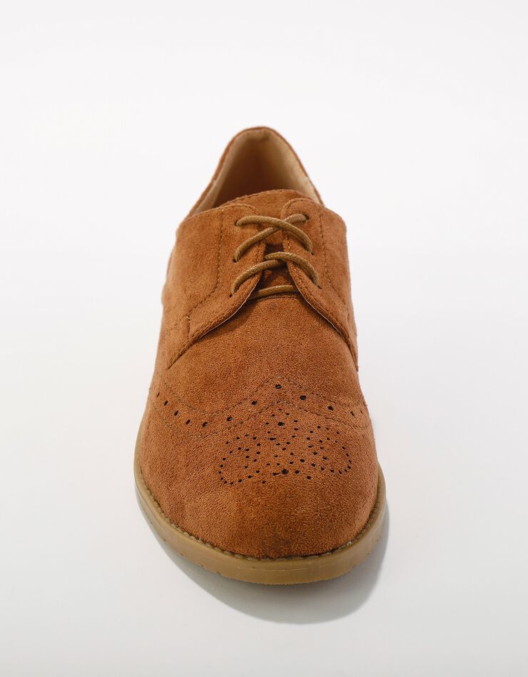 Derbies à lacets en suédine, bout perforé (beige)