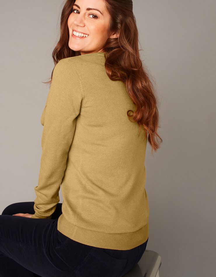 Pull col V, laine d'agneau (vert olive) Pull col V, laine d'agneau (vert olive)