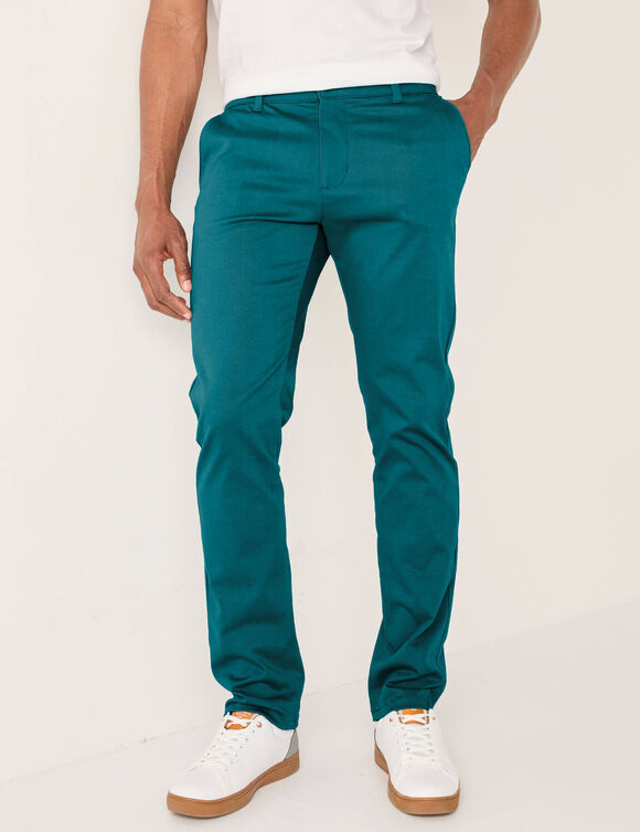 Pantalon chino élastiqué côtés - entrej. 82 cm (bleu pétrole)