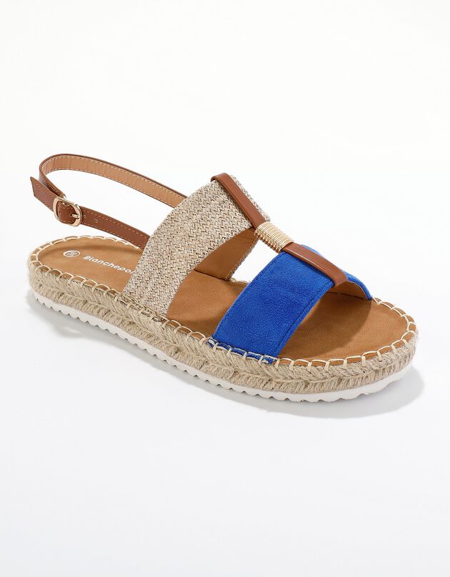 Sandales fantaisie semelle corde (bleu)
