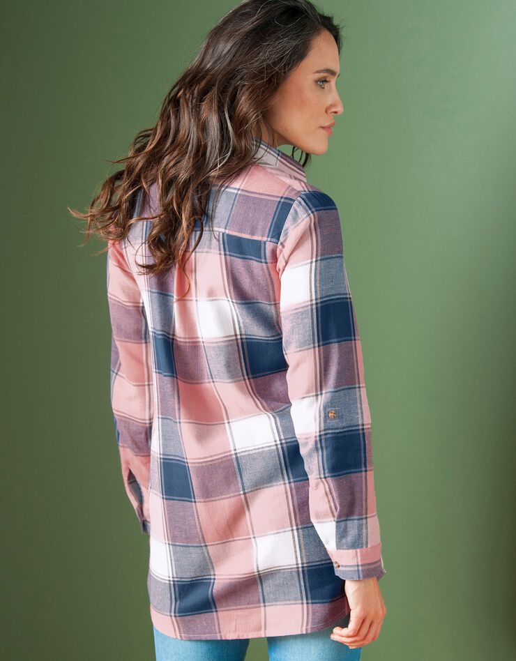 Chemise longue grands carreaux flanelle (indigo / rose) Chemise longue grands carreaux flanelle (indigo / rose)