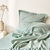 Linge de lit uni flanelle (vert amande)