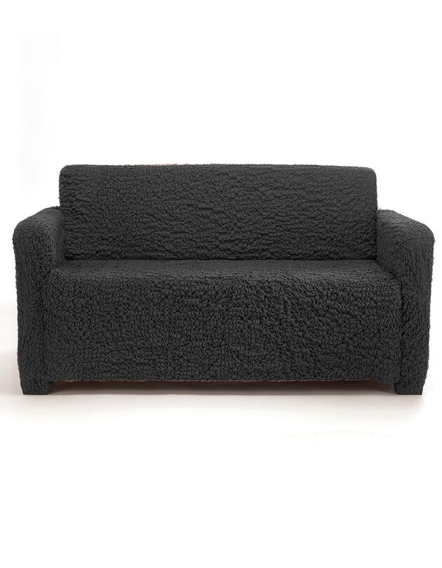 Housse gaufrée bi-extensible canapé fauteuil accoudoirs (anthracite)