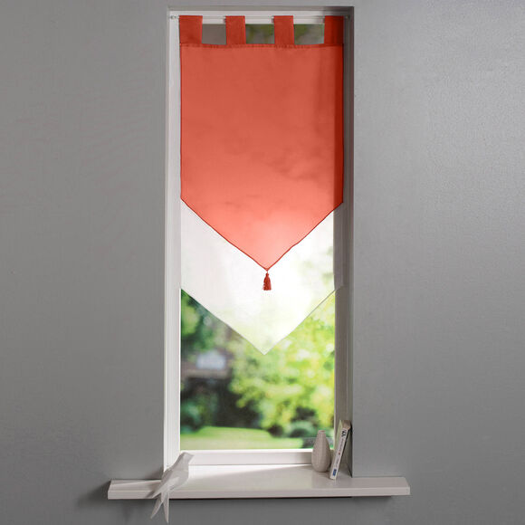 Vitrage voile double uni forme pointe finition pattes (terracotta / blanc)
