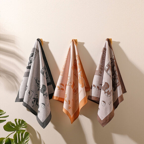 Torchon motifs gourmands – lot de 3 (tricolore)