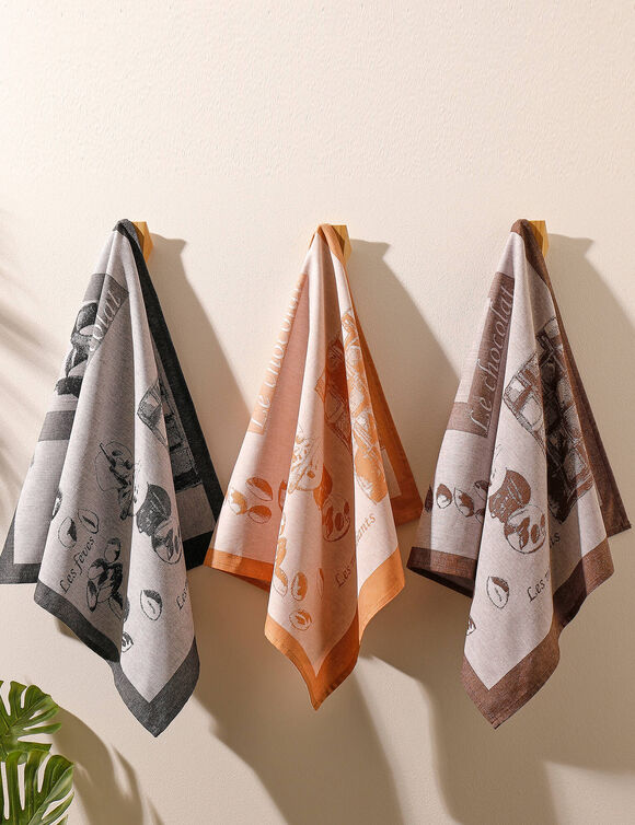 Torchon motifs gourmands – lot de 3 (tricolore)