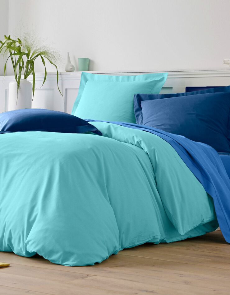 Linge de lit uni coton (lagon)