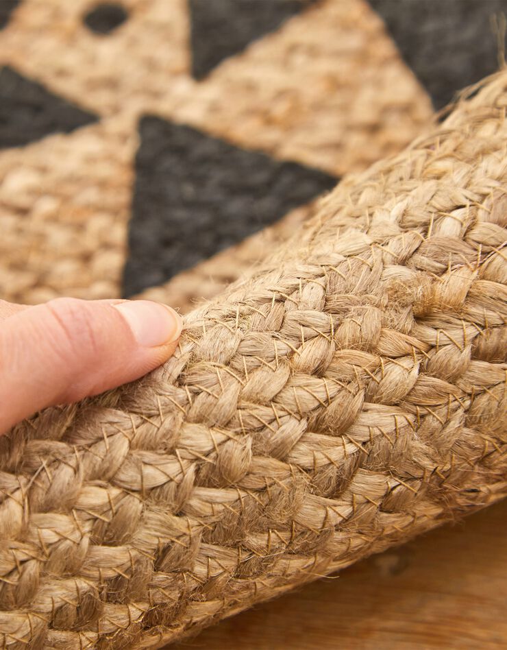Tapis rond en jute imprimé noir (noir / naturel)