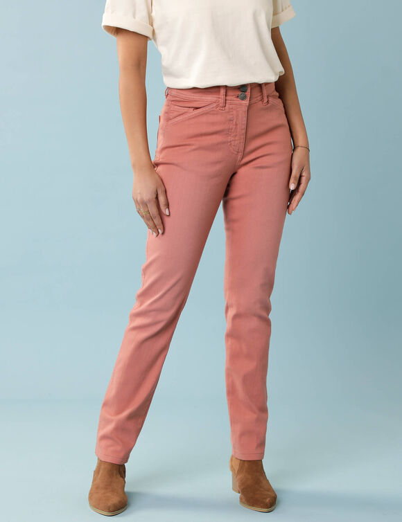 Pantalon droit &agrave; d&eacute;coupes, Sp&eacute;cial Petites (bois de rose)