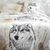 Linge de lit Artic imprim&eacute; chien-loup - coton (taupe)